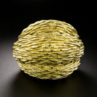 Estate 18K Textured Bombe Ring, Size 5 1/2 - 3