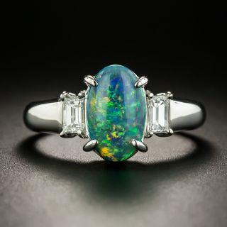 Estate 2.00 Carat Black Opal and Diamond Ring - 1