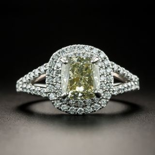 Estate 2.00 Carat Cushion-Cut Fancy Greyish-Greenish-Yellow Diamond Ring - GIA - 3