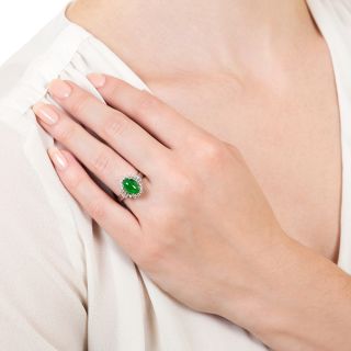 Estate 2.00 Carat Natural Jade and Diamond Ring