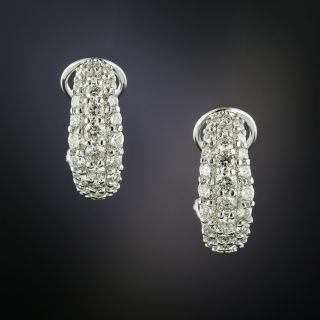 Estate 2.00 Carat Total Weight Diamond Hoop Earrings - 2