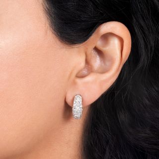 Estate 2.00 Carat Total Weight Diamond Hoop Earrings