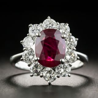 Estate 2.00 Ruby Platinum Diamond Ring (GIA) - 1