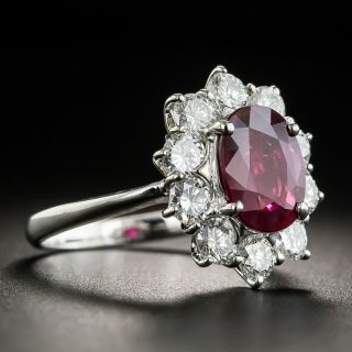 Estate 2.00 Ruby Platinum Diamond Ring (GIA)