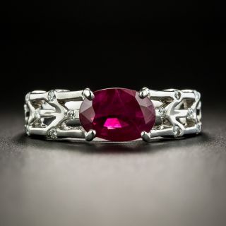 Estate 2.01 Carat Burmese Ruby and Diamond Ring - 2