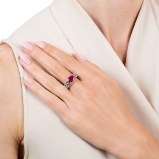 Estate 2.01 Carat Burmese Ruby and Diamond Ring