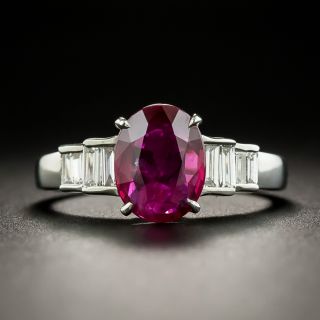 Estate 2.01 Carat Ruby and Diamond Ring - GIA