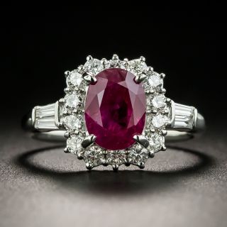 Estate 2.02 Carat Burmese Ruby and Diamond Halo Ring - 2
