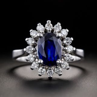 Estate 2.02 Carat No-Heat Pailin Sapphire and Diamond Halo Ring - 4