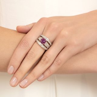 Estate 2.02 Carat Pink Sapphire and Diamond Ring - GIA