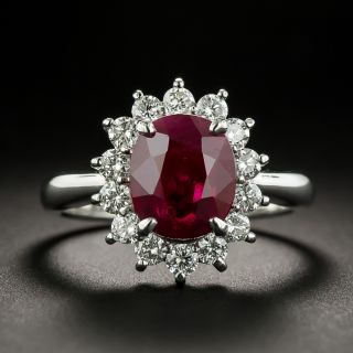 Estate 2.02 Carat Ruby and Diamond Halo Ring - 2