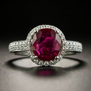 Estate 2.03 Carat Burmese Ruby and Diamond Halo Ring - 2