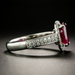 Estate 2.03 Carat Burmese Ruby and Diamond Halo Ring