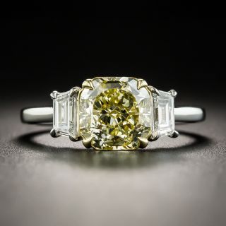 Estate 2.03 Carat Natural Fancy Yellow Cushion-Cut Diamond Ring - GIA - 2