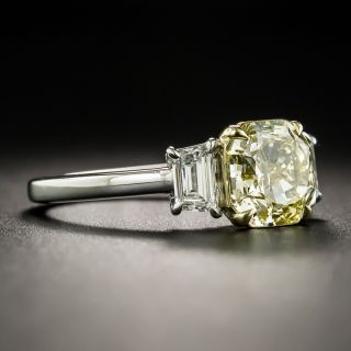 Estate 2.03 Carat Natural Fancy Yellow Cushion-Cut Diamond Ring - GIA