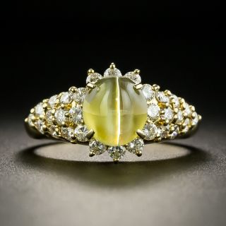 Estate 2.06 Carat Cat's-Eye Chrysoberyl and Diamond Ring  - 1