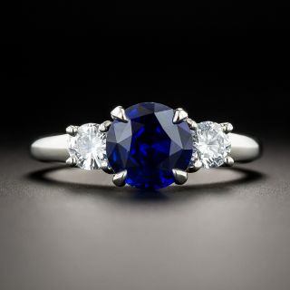 Estate 2.09 Carat Round Sapphire and Diamond Three-Stone Ring - 3