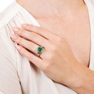 Estate 2.13 Carat Emerald and Diamond Ring