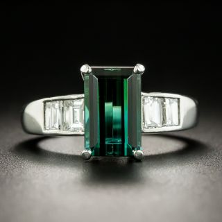 Estate 2.16 Carat Green Tourmaline and Diamond Ring - 1