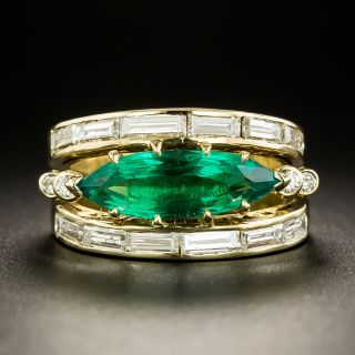Estate  2.16 Carat Marquise Emerald Diamond Ring by J.M.P. Doria - 2