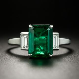 Estate 2.17 Carat Emerald and Baguette Diamond Ring - 2