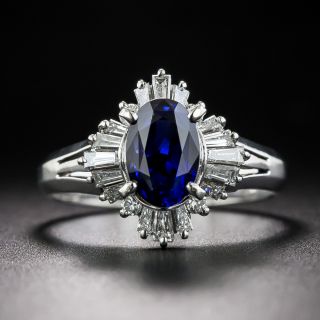 Estate 2.17 Carat No-Heat Sapphire and Diamond Ballerina Ring - 3