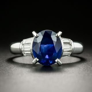 Estate 2.18 Carat Sapphire and Baguette Diamond Ring - 2
