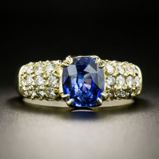 Estate 2.20 Carat Ceylon Sapphire and Pavé Diamond Ring - 2