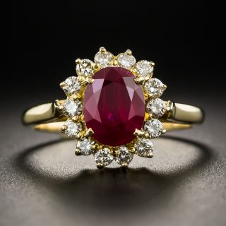 Estate 2.20 Carats Burma Ruby Diamond Halo Ring - 1
