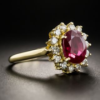 Estate 2.20 Carats Burma Ruby Diamond Halo Ring