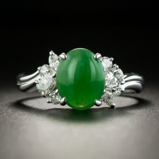 Estate 2.21 Carat Burmese Jade and Diamond Ring - 1