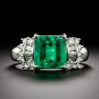 Estate 2.21 Carat Colombian Emerald and Diamond Ring - GIA F1 - 3
