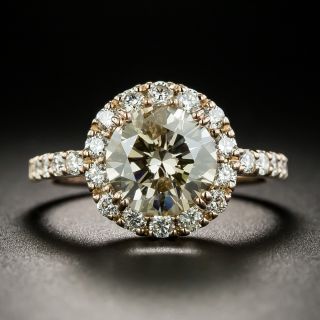 Estate 2.22 Carat Natural Brown Diamond Halo Ring - GIA - 3