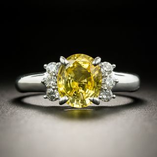 Estate 2.22 Carat No-Heat Ceylon Yellow Sapphire and Diamond Ring - 1
