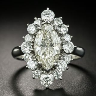 Estate 2.25 Carat Marquise Diamond Halo Ring - GIA  - 2