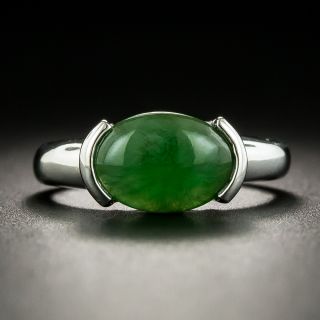 Estate 2.27 Carat Burmese Jade Solitaire Ring - 1