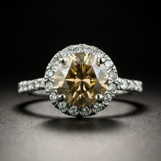 Estate 2.29 Carat Natural Dark Yellowish- Brown Diamond Ring - GIA - 2