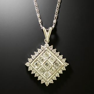 Estate 2.30 Carat Diamond Square Pendant - 3