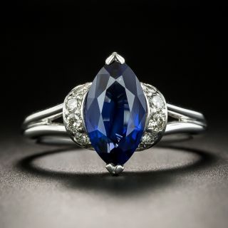 Estate 2.31 Carat Marquise-Cut Sapphire and Diamond Ring - 2