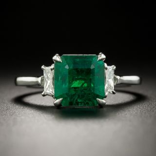 Estate 2.32 Carat Zambian Emerald and Diamond Ring - GIA - 2