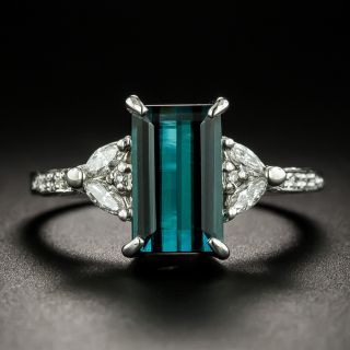 Estate 2.33 Carat Indicolite Tourmaline and Diamond Ring - 3