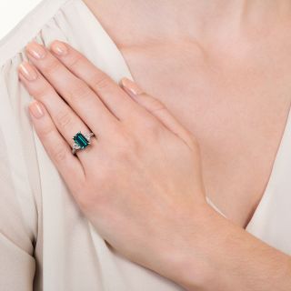Estate 2.33 Carat Indicolite Tourmaline and Diamond Ring