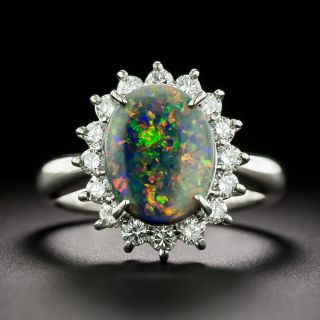 Estate 2.37 Carat Black Opal and Diamond Halo Ring - 2