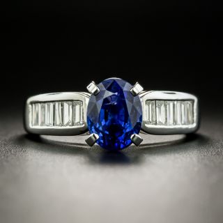 Estate 2.39 Carat Sapphire and Baguette Diamond Ring - 2
