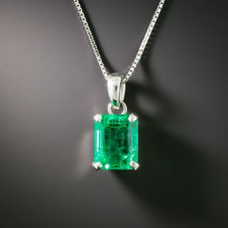 Estate 2.40 Carat Emerald Solitaire Pendant - 2