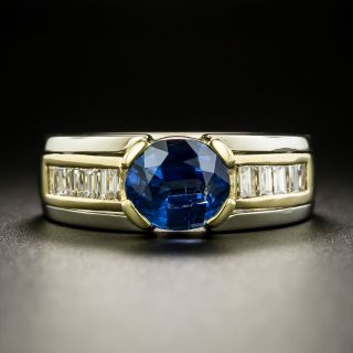 Estate 2.44 Carat Sapphire and Diamond Two-Tone Ring - 2