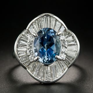 Estate 2.45 Carat Aquamarine and Diamond Ballerina Ring - 1
