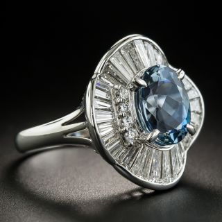 Estate 2.45 Carat Aquamarine and Diamond Ballerina Ring