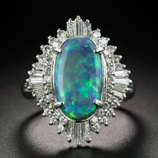 Estate 2.46 Carat Australian Black Opal and Diamond Ring - 1