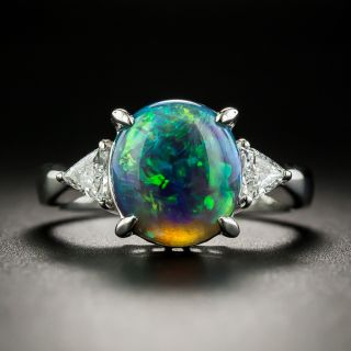 Estate 2.49 Carat Black Opal and Diamond Ring - 2